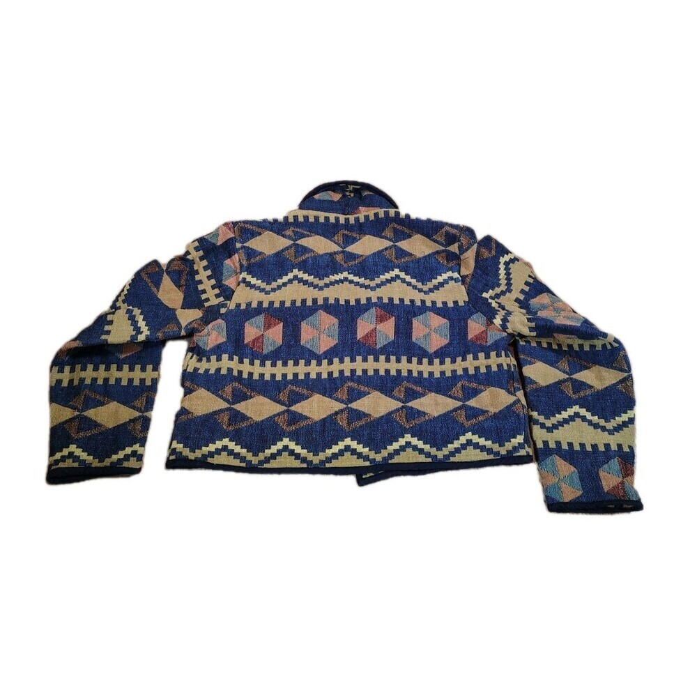 Vintage Womens Southwestern Aztec Tapestry Jacket Size L Cropped Geometric - Picture 7 of 10